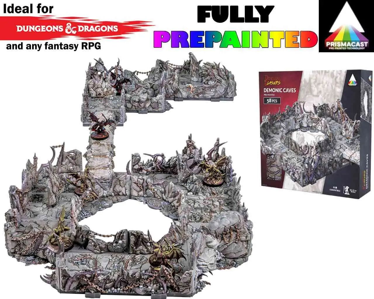 DUNGEONS & LASERS DEMONIC CAVES PRISMACAST PRE-PAINTED TERRAINS