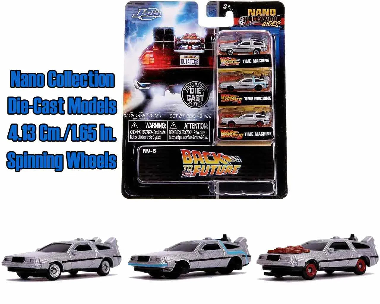 BACK TO THE FUTURE - 1982 DE LOREAN DMC 12 - 3 CARS SET - DIE-CAST NANO MODELS