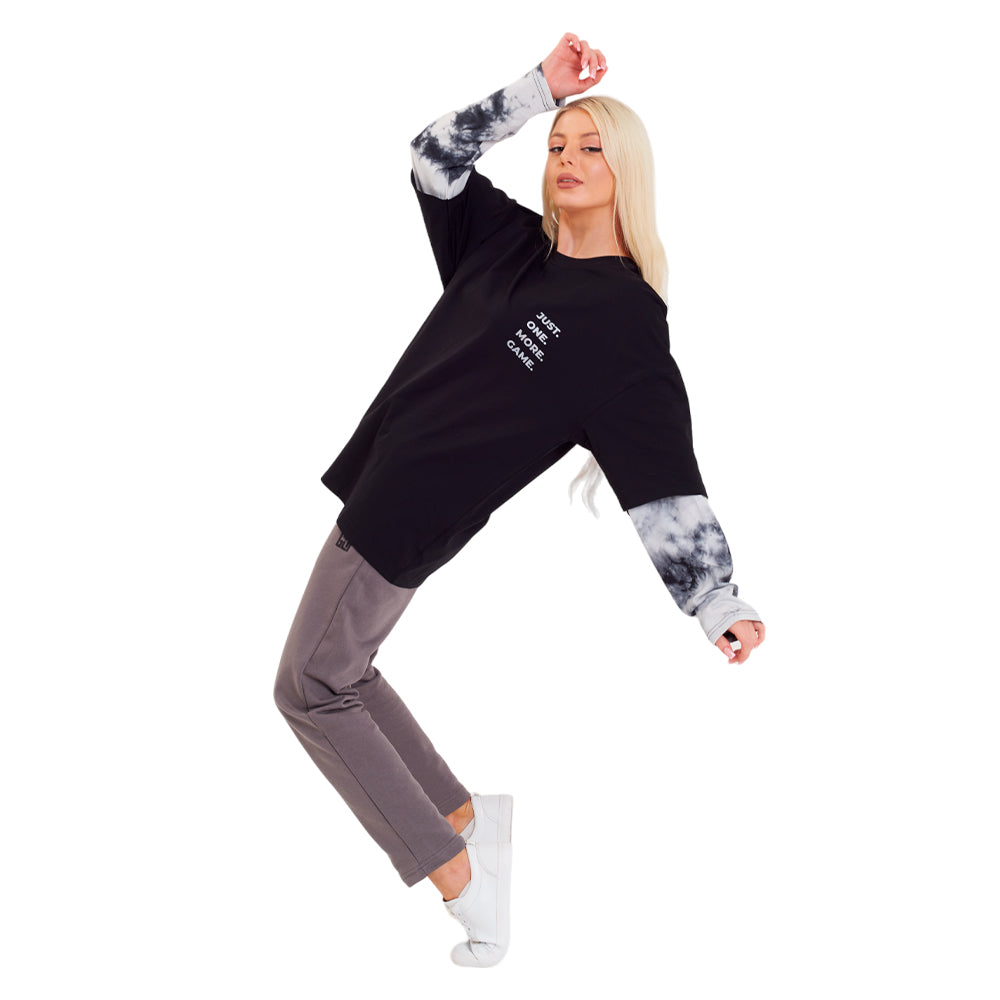 FragON tie dye long sleeve T-shirt, grey, M