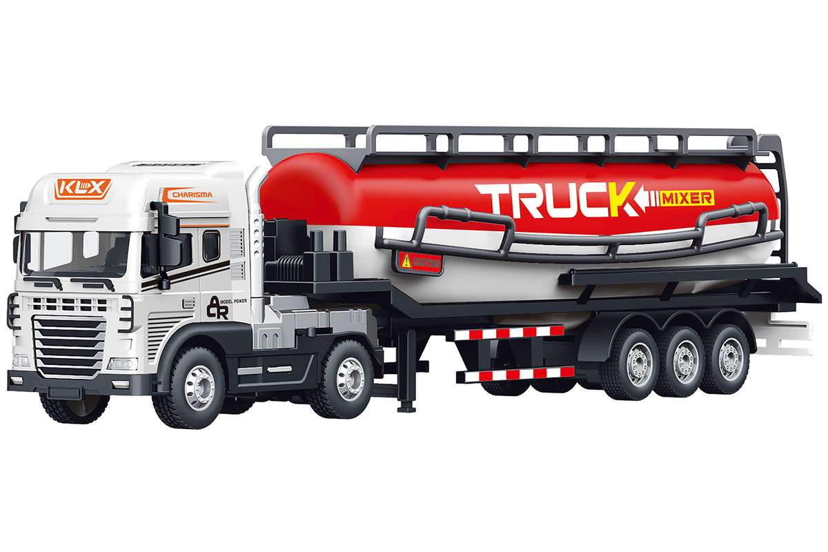 Die-cast truck with tank trailer, light & sound