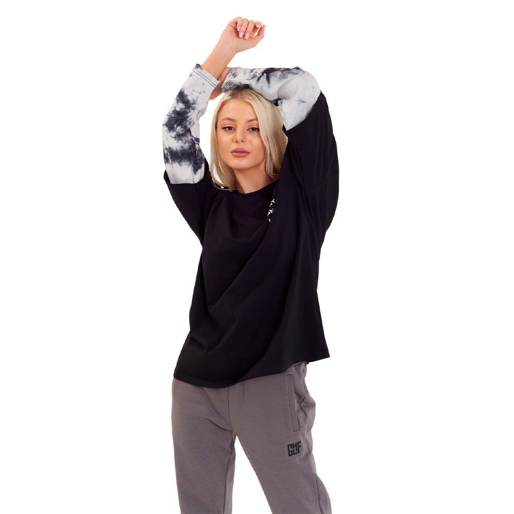 FragON tie dye long sleeve T-shirt, grey, L