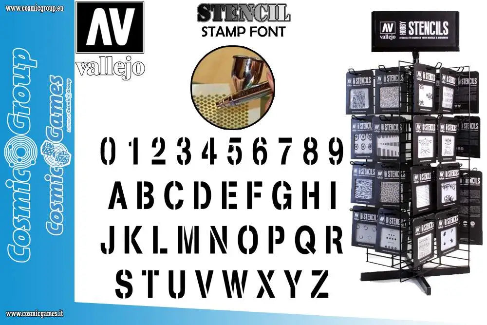 STENCIL STLET002 STAMP FONT