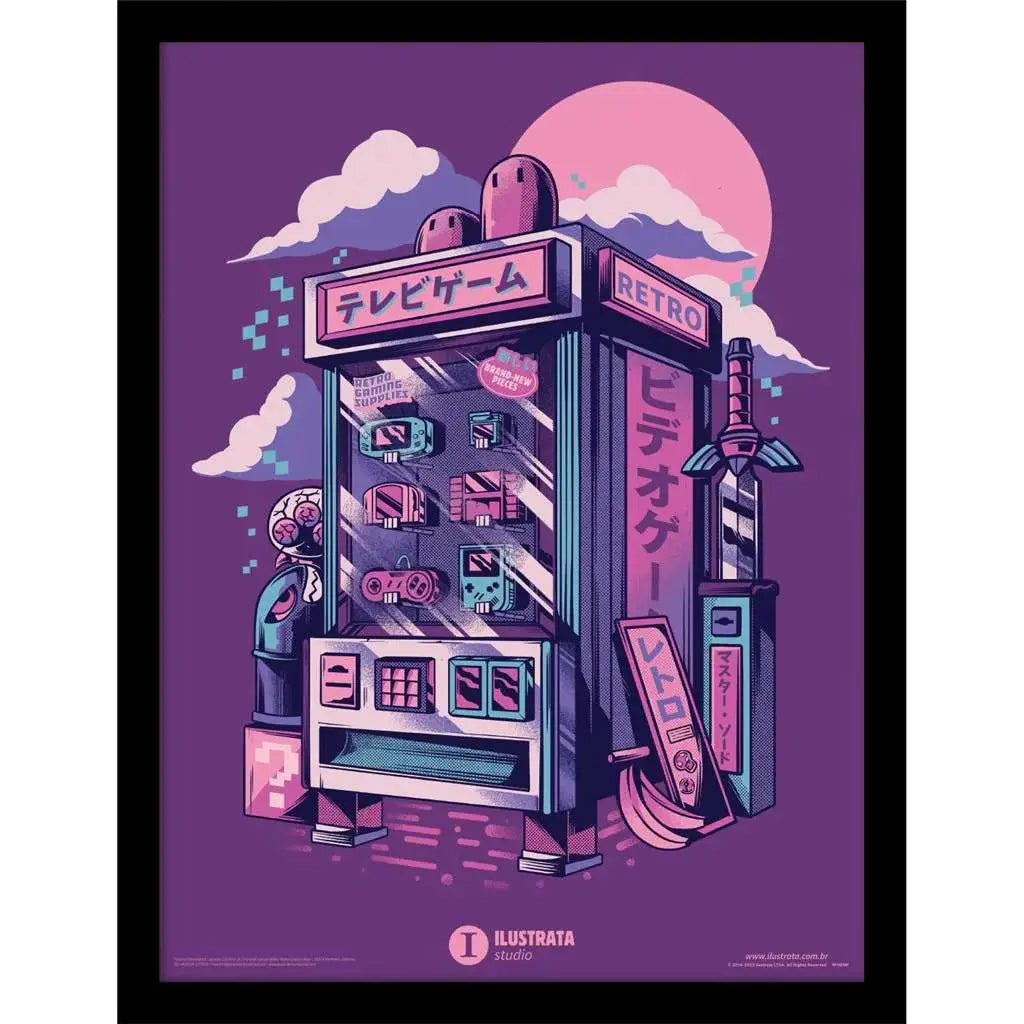 ILUSTRATA RETRO VENDING MACHINE COLLECTOR PRINT FRAMED