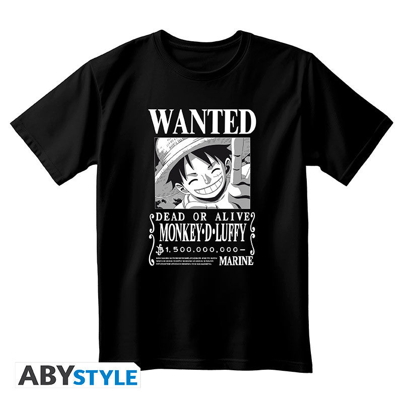 ONE PIECE - T-Shirt Wanted Luffy Unisex Black (XL)