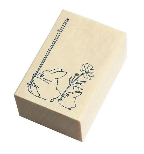 MY NEIGHBOR TOTORO - Blue & white Totoro - Wooden stamps 2.x3x4.5cm
