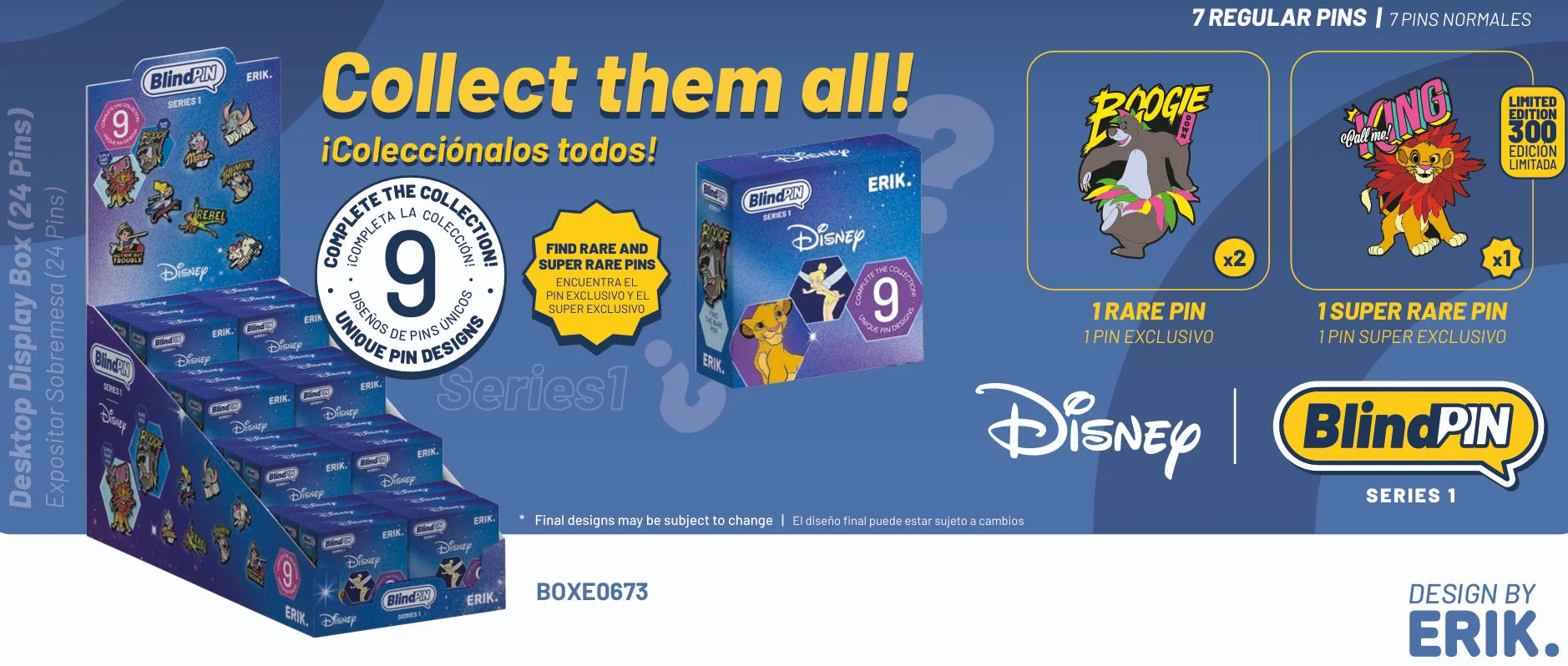 DISNEY CLASSICS - Series 1 - Display 24 Mystery Pin's