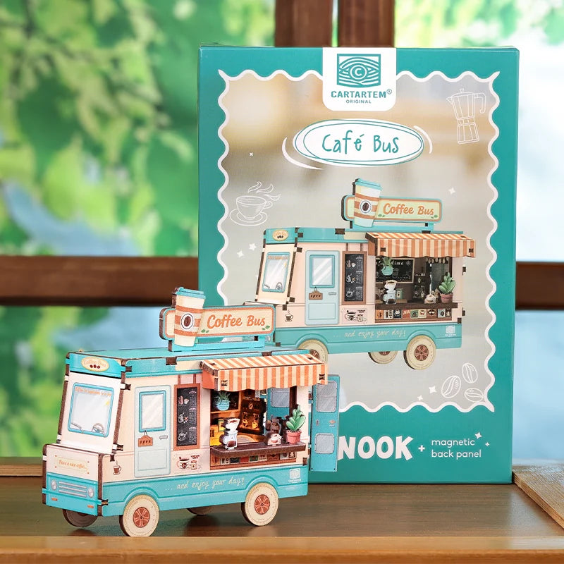 MINI BOOK NOOK KIT - DIY- Café Bus - With Magnets