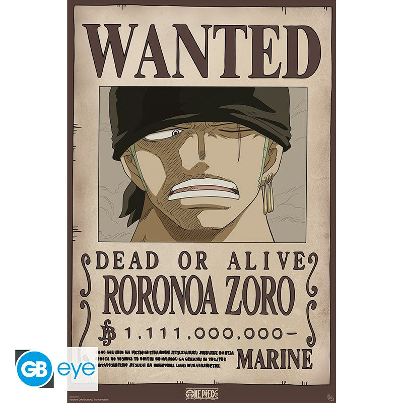 ONE PIECE - Wanted Zoro Wano - Poster 91x61cm