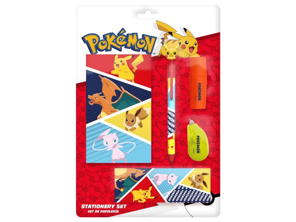 POKEMON - Set de Papeterie avec une Trousse Triple - 5pc