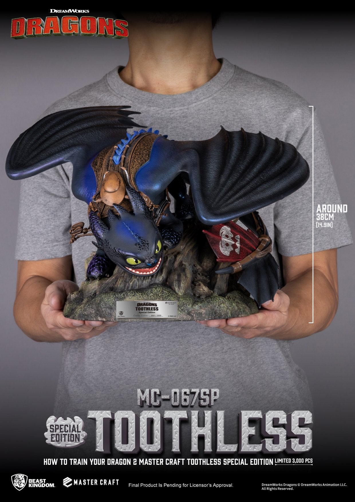HOW TO TRAIN YOUR DRAGON 2 - Toothless - Statue Master Craft 38cm