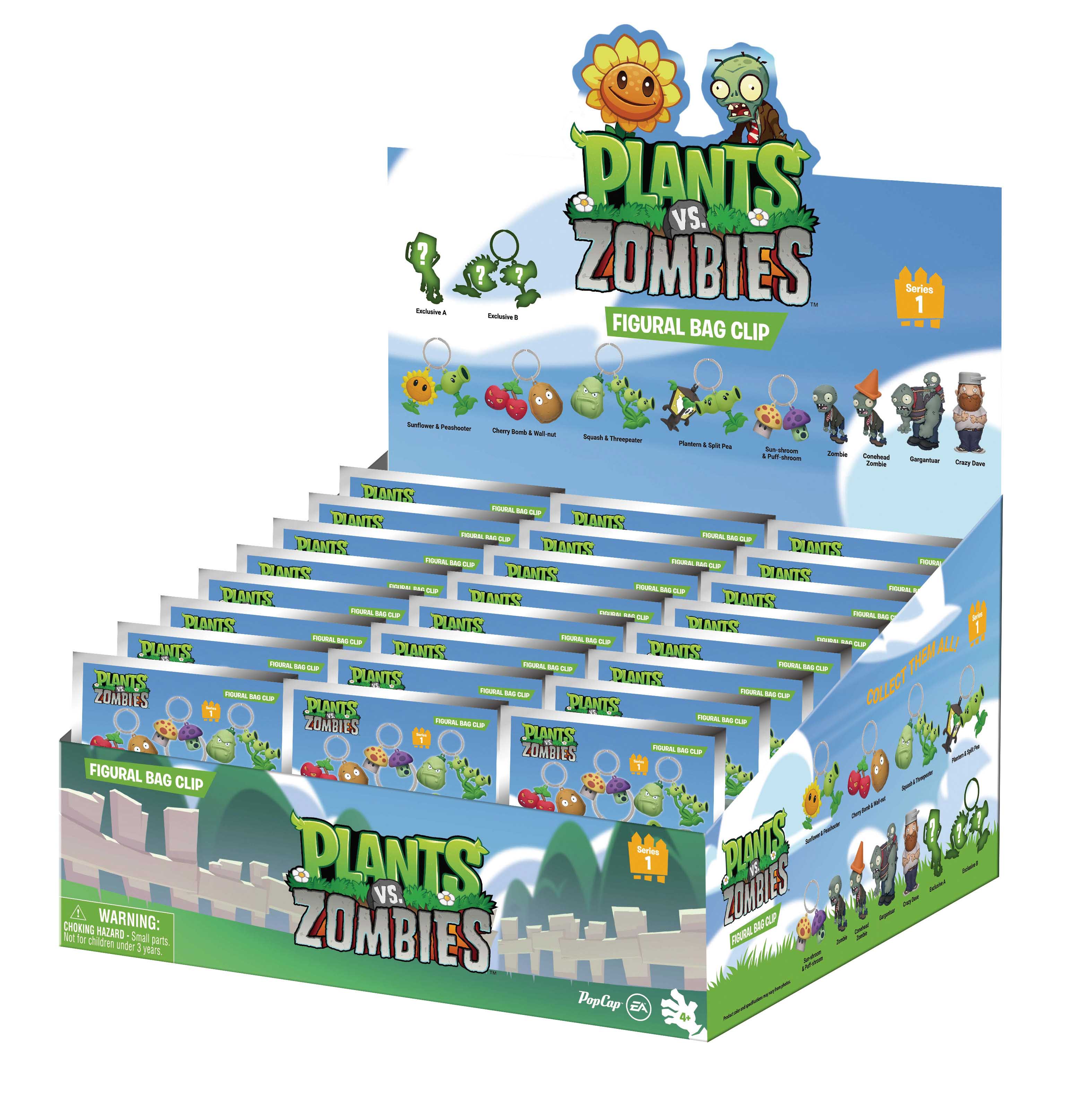 PLANTS VS ZOMBIES - Series 1 - 3D Foam Bag Clip (Display 24 Pcs)