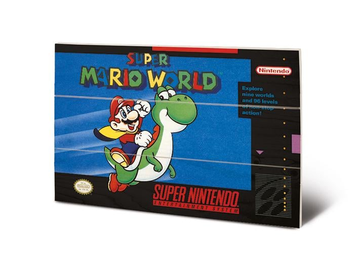 SUPER NINTENDO - Super Mario World - Impression sur bois 20x29.5