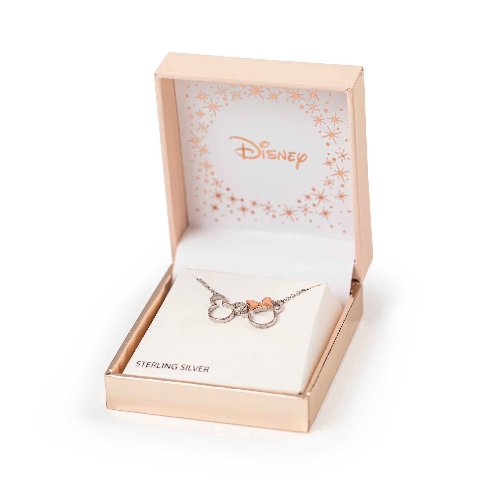 MICKEY & MINNIE - Necklace in Rose Gold & Silver Brass Plated