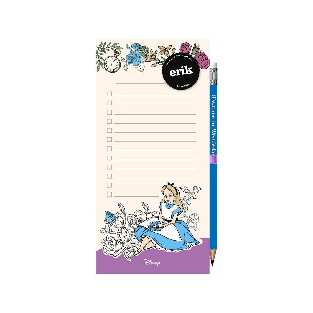 ALICE IN WONDERLAND - Magnetic Notepad + Pencil