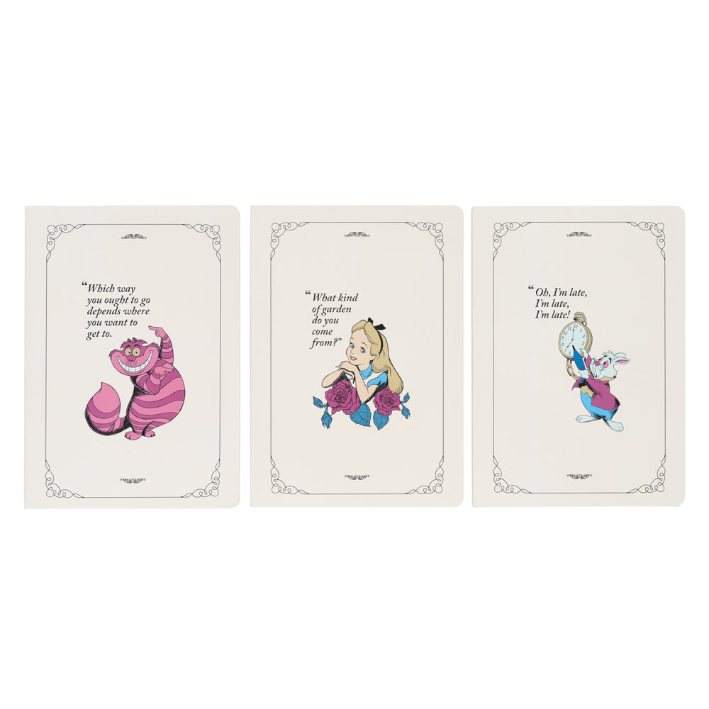 ALICE IN WONDERLAND - 3 Pack of Notebooks - Size A5