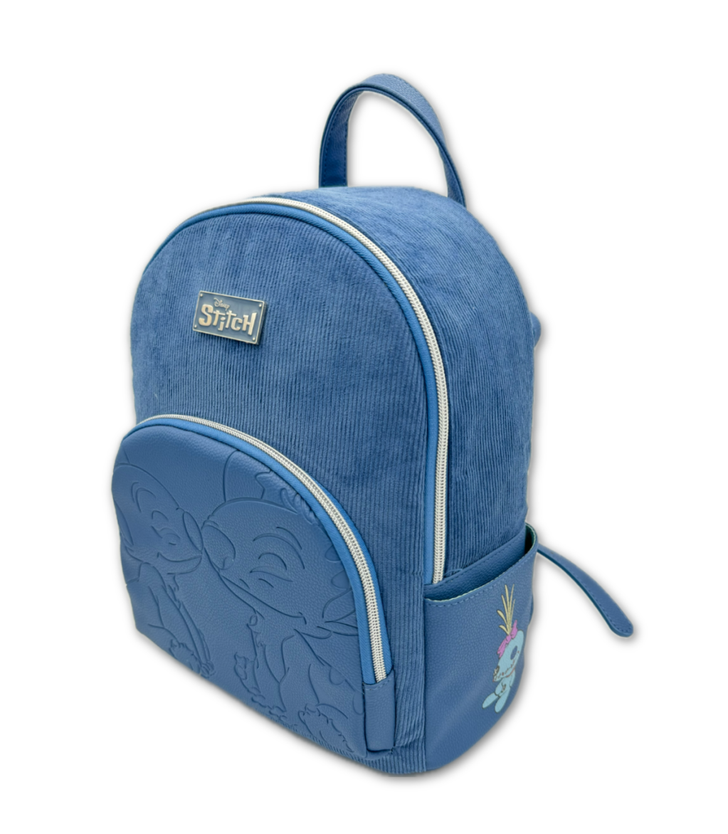 STITCH & ANGEL - Fashion Duo Blue Corduroy BackPack - '28x22x11cm'