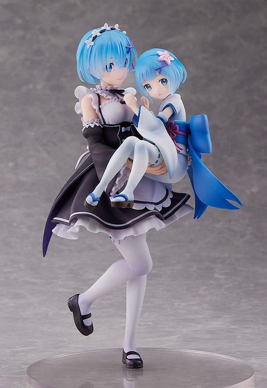 RE ZERO - Rem & Childhood Rem - Statue 23cm