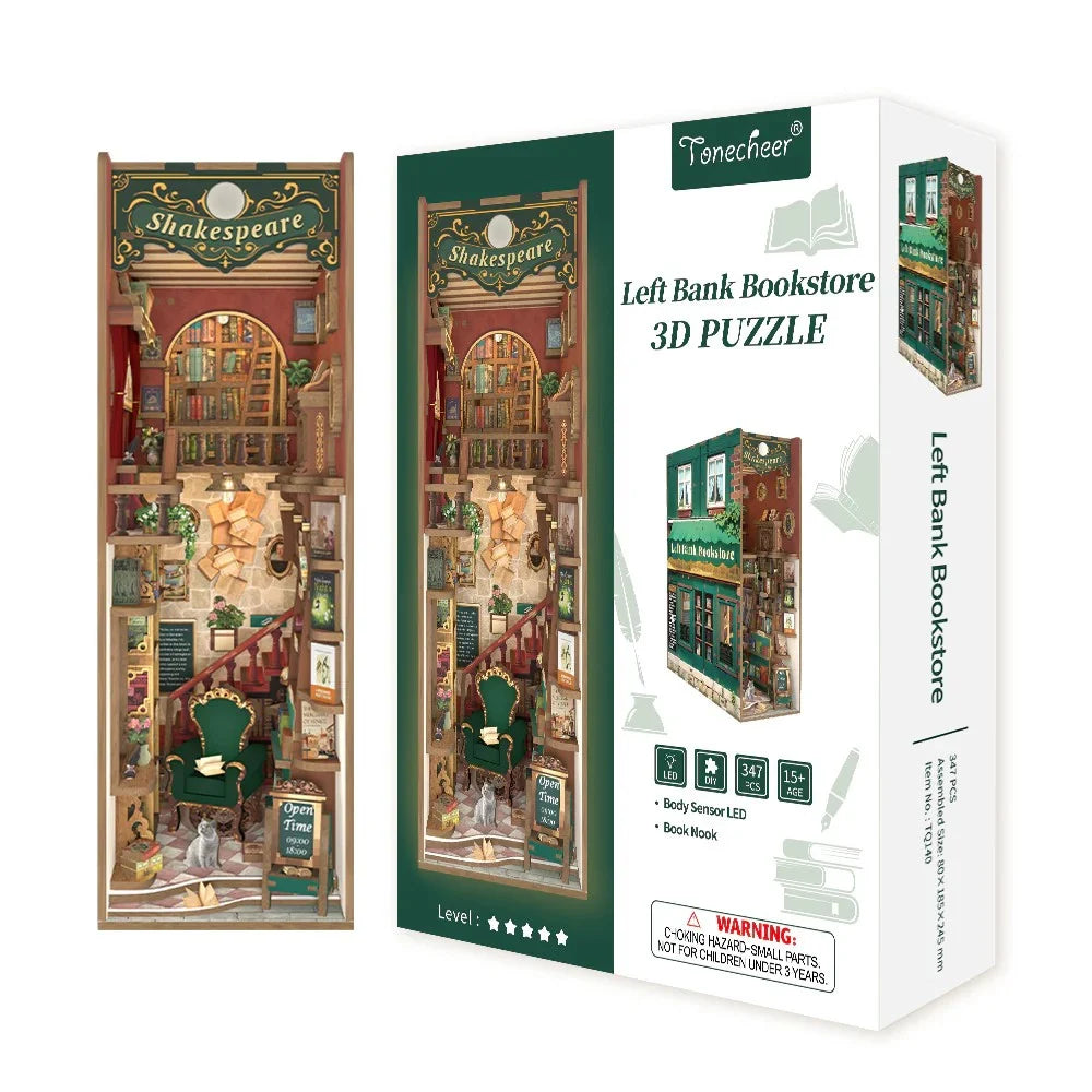 BOOK NOOK KIT - DIY- Left Bank Bookstore - 347pcs + LED Light