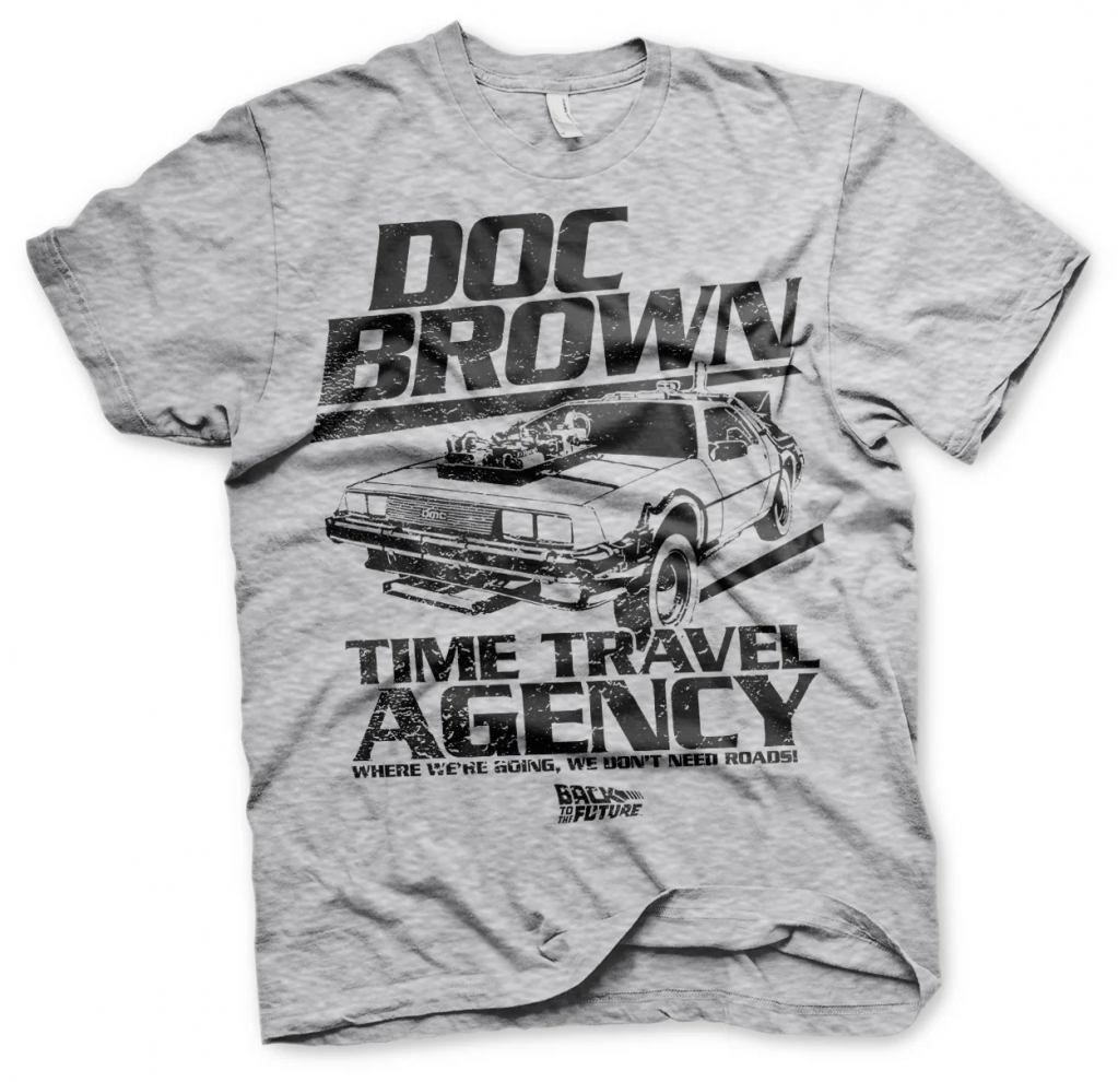 BACK TO THE FUTURE - T-Shirt Doc Brown Time Travel Agency - Grey (S)