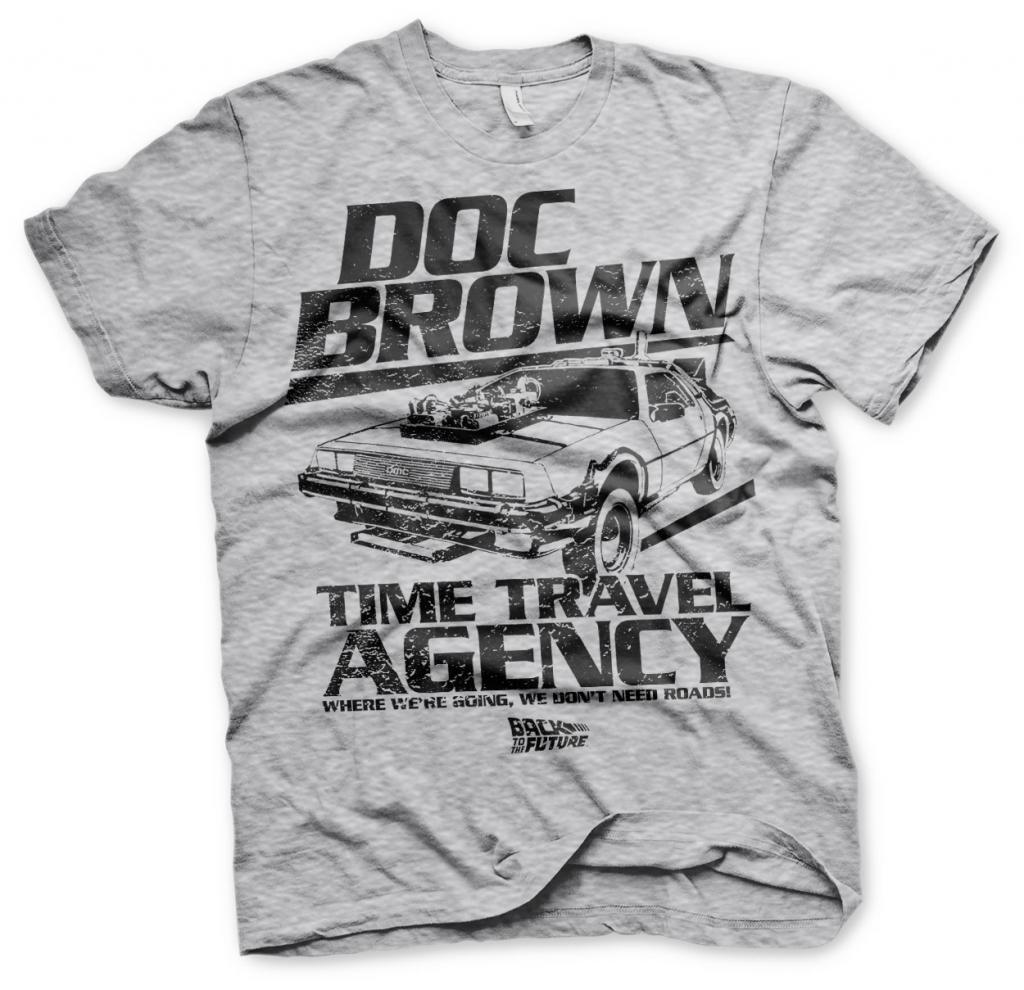 BACK TO THE FUTURE - T-Shirt Doc Brown Time Travel Agency - Grey (S)