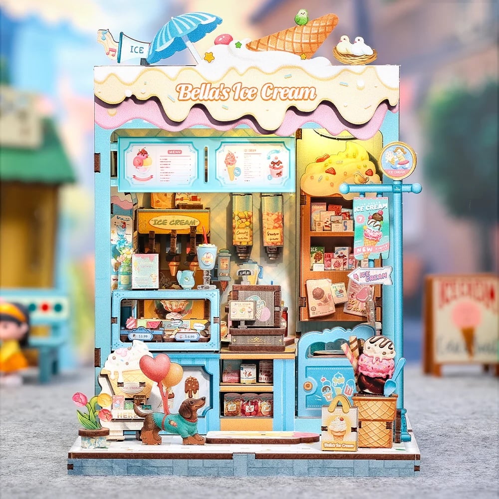 MINIATURE HOUSE - DIY- Bella's Ice Cream - 225pc + LED Light