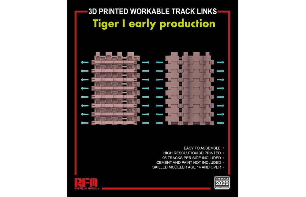 3D printed Workable track links for Tiger I early