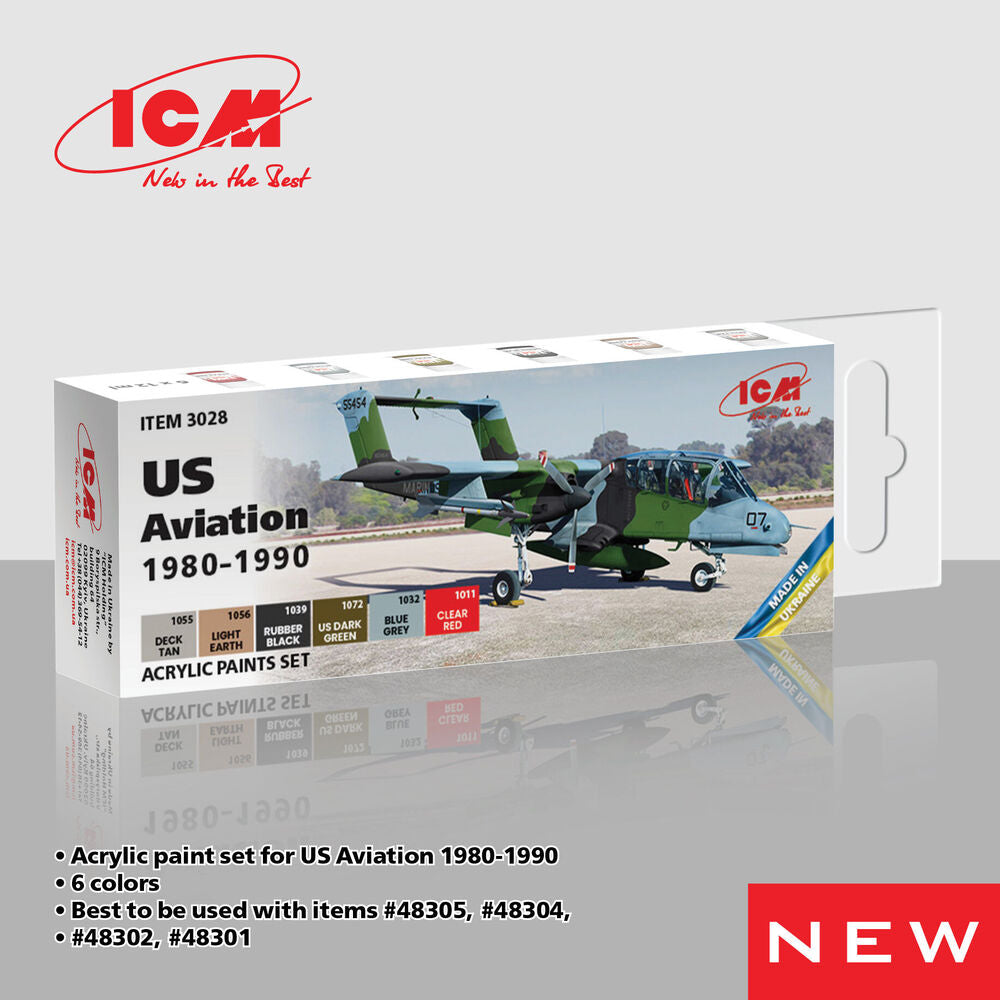 Acrylic paint set for US Aviation 1980 - 1990 6 x 12 ml