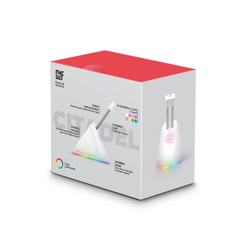 FragON - Citadel RGB Mouse Bungee with 8 colorful clips, White