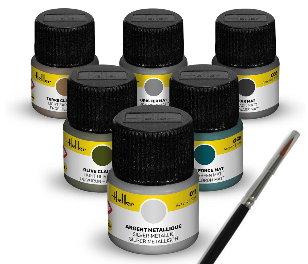Acrylic Colour Set ���Military��� 6 x 12 ml + Brush