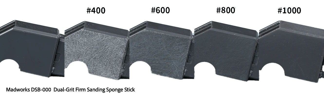 MadWorks Dual-Grit Firm Sanding Sponge Stick 1pc 400/600; 1pc 800/1000