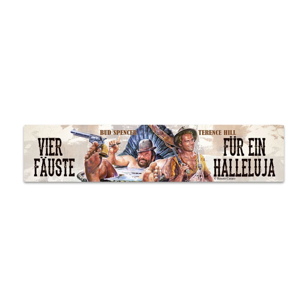 Bud Spencer & Terence Hill Tin Sign with Magnet Vier Fäuste für ein Halleluja 16 x 3,5 cm