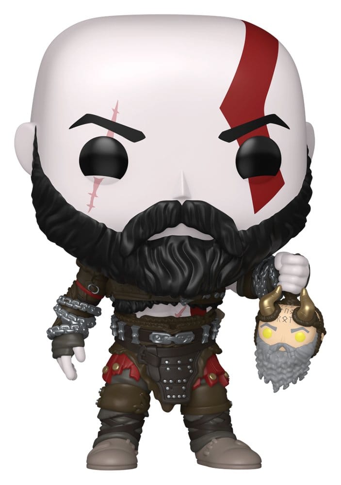 God of War Ragnarök POP! Games Vinyl Figure Kratos w/Mimir's Head 9 cm