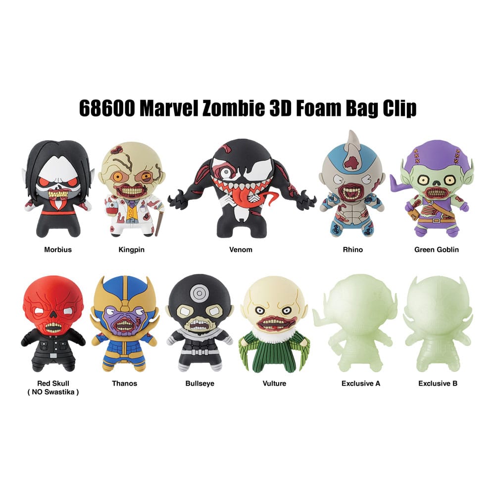Marvel 3D PVC Bag Clips Series 1 Zombies Display (24)