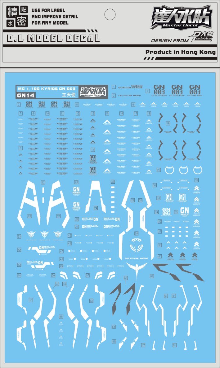 D.L Model Decal - GN14 - MG Gundam Kyrios 1/100