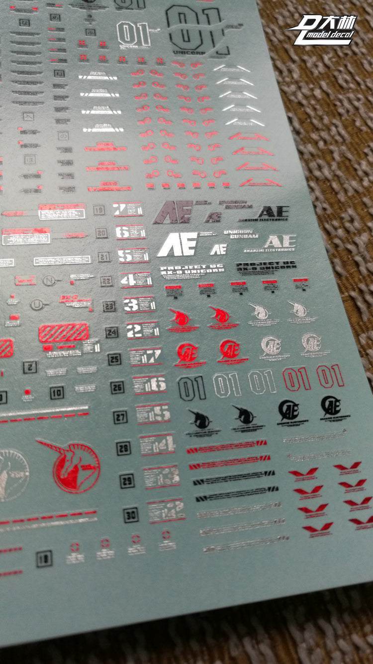 D.L Model Decal - UC19 - MG RX-0 Unicorn Gundam (OVA Ver.) 1/100 Electroplate