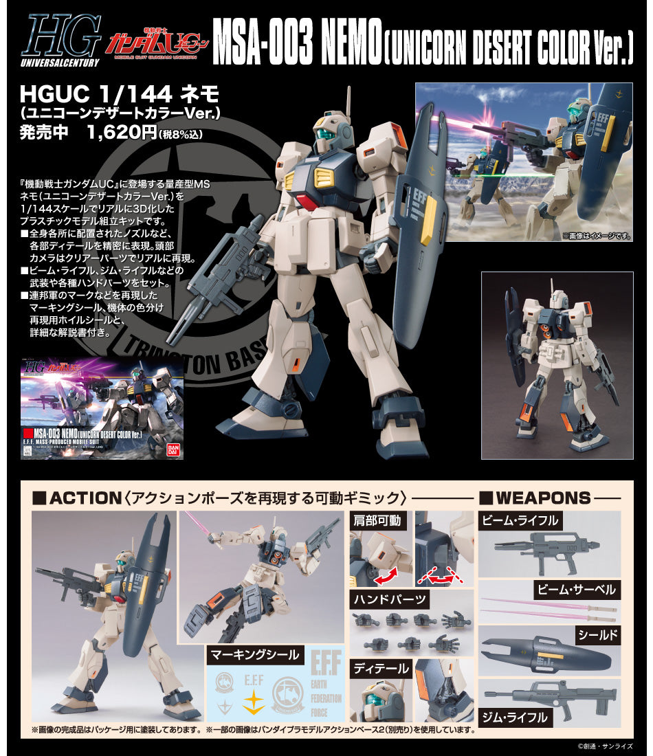 HG MSA-003 Nemo (Unicorn Desert Color Ver.) 1/144