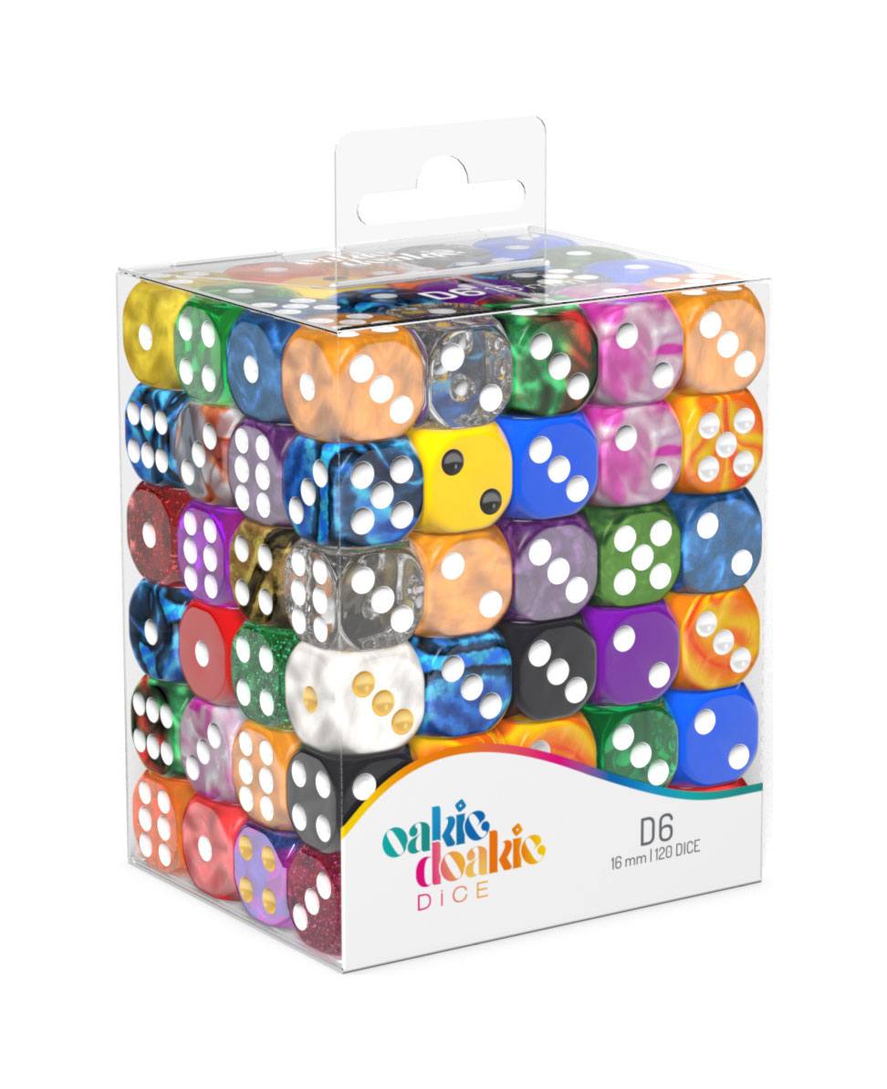 Oakie Doakie Dice D6 Dice Retail Pack 16mm Mixed (120)
