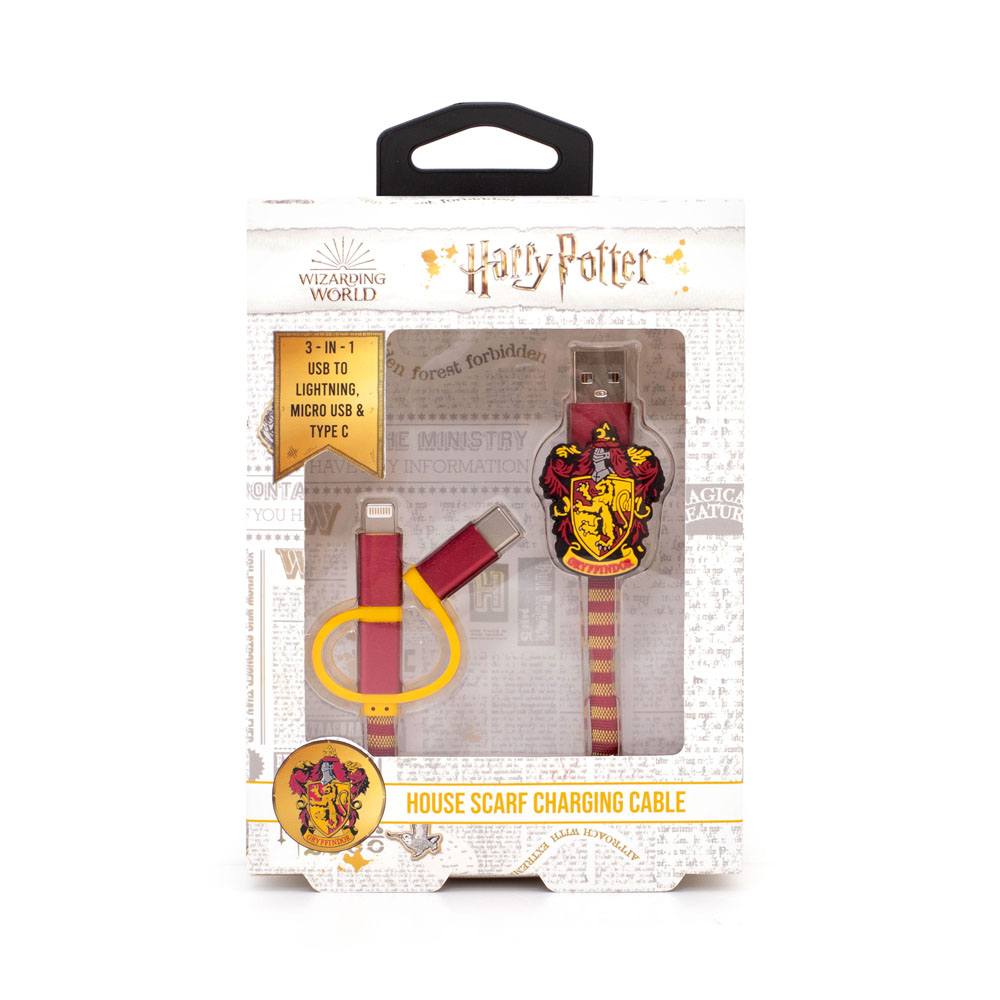 Harry Potter Retractable Hogwarts Scarf Cable 3in1 Gryffindor
