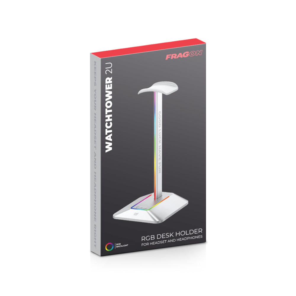 FragON - Watchtower 2U RGB headset & headphone holder, Silver