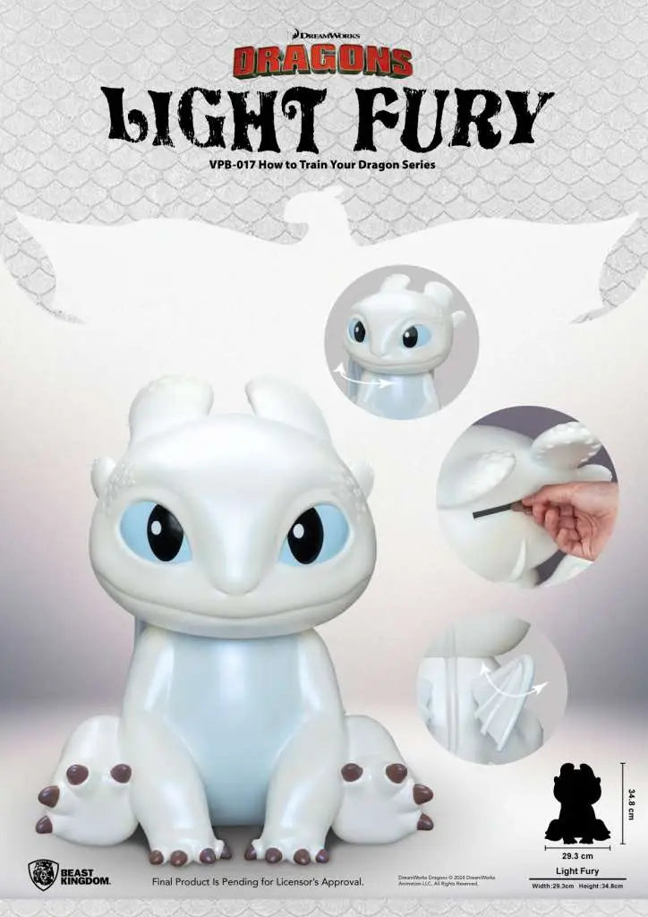 HOW TO TRAIN YOUR DRAGON LIGHT FURY SERIES VINYL MONEY BANK