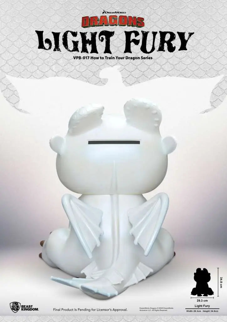 HOW TO TRAIN YOUR DRAGON LIGHT FURY SERIES VINYL MONEY BANK