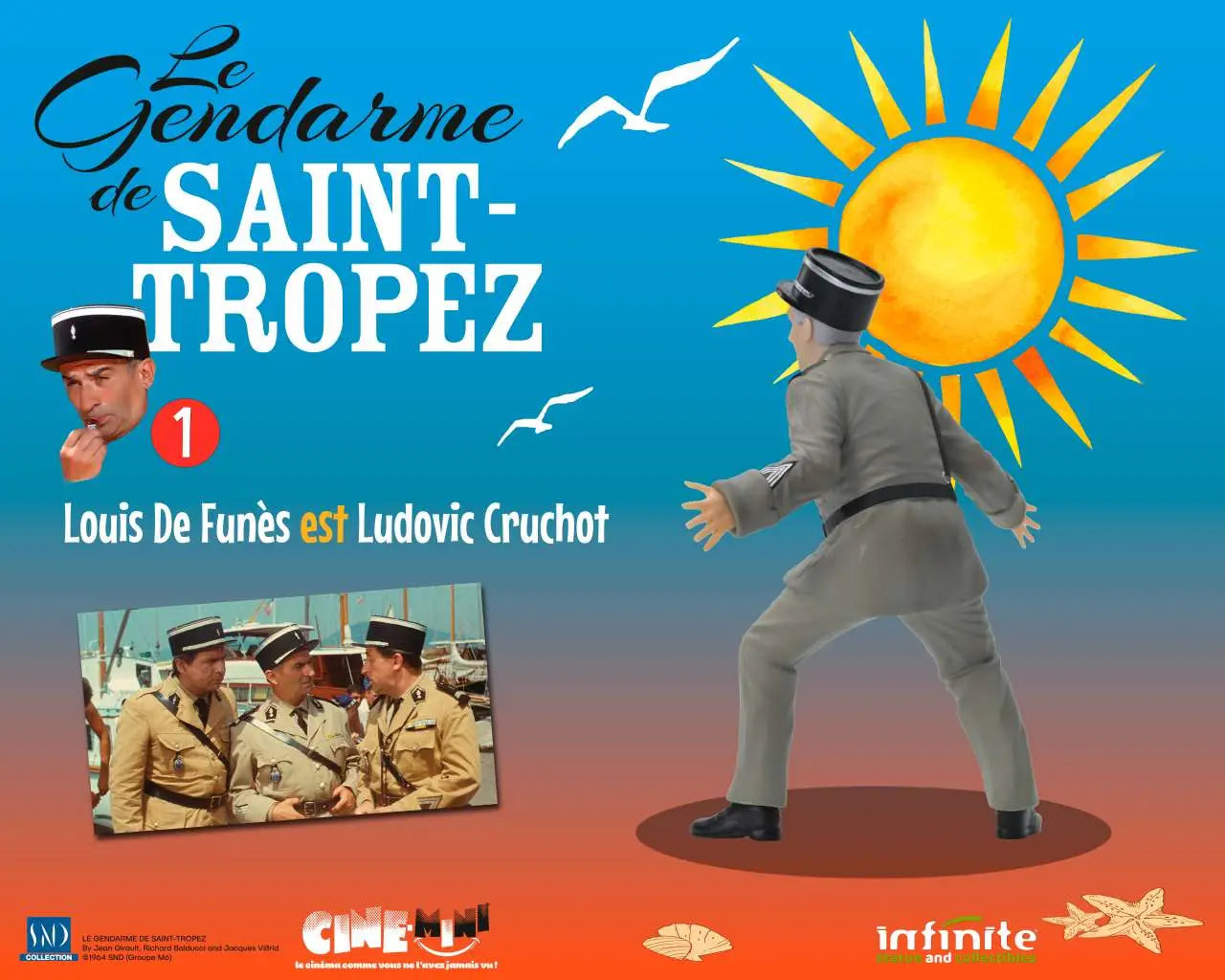 LE GENDARME DE SAINT-TROPEZ #1 LOUIS DE FUNES EST LUDOVIC CRUCHOT CINE-MINI PVC