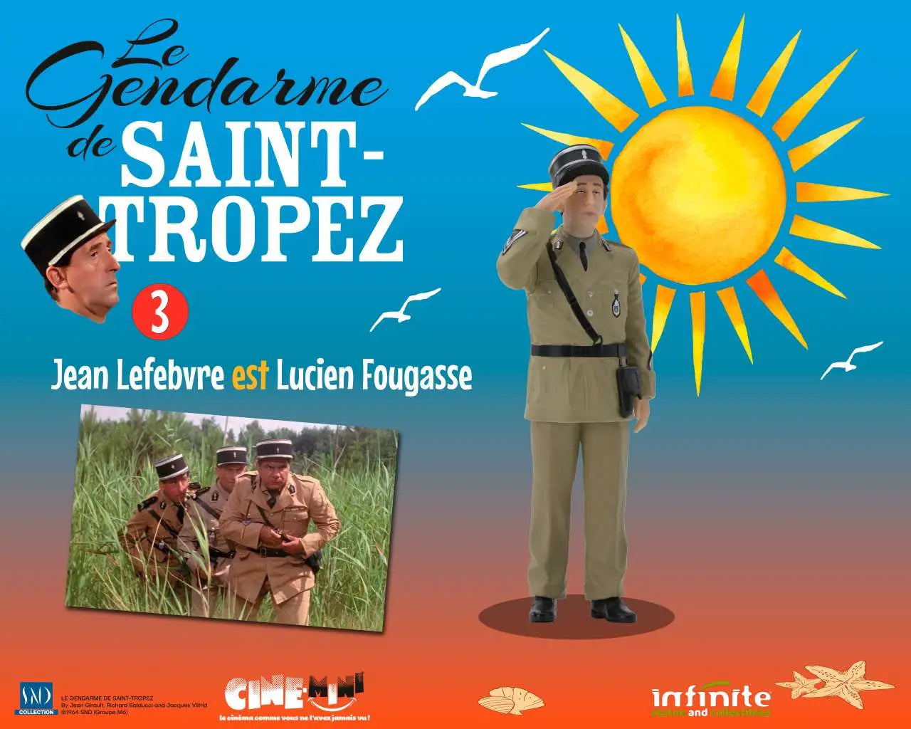 LE GENDARME DE SAINT-TROPEZ #3 JEAN LEFEBVRE EST LUCIEN FOUGASSE CINE-MINI PVC