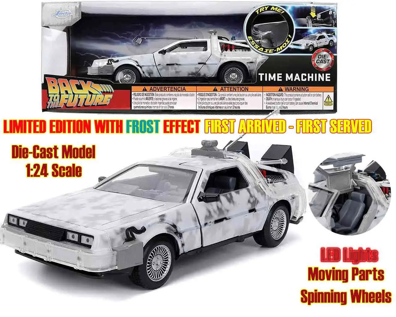 BACK TO THE FUTURE PART I - 1982 DE LOREAN DMC 12 WITH FROST EFFECT - 1:24 DIE-CAST MODEL LIMITED EDITION