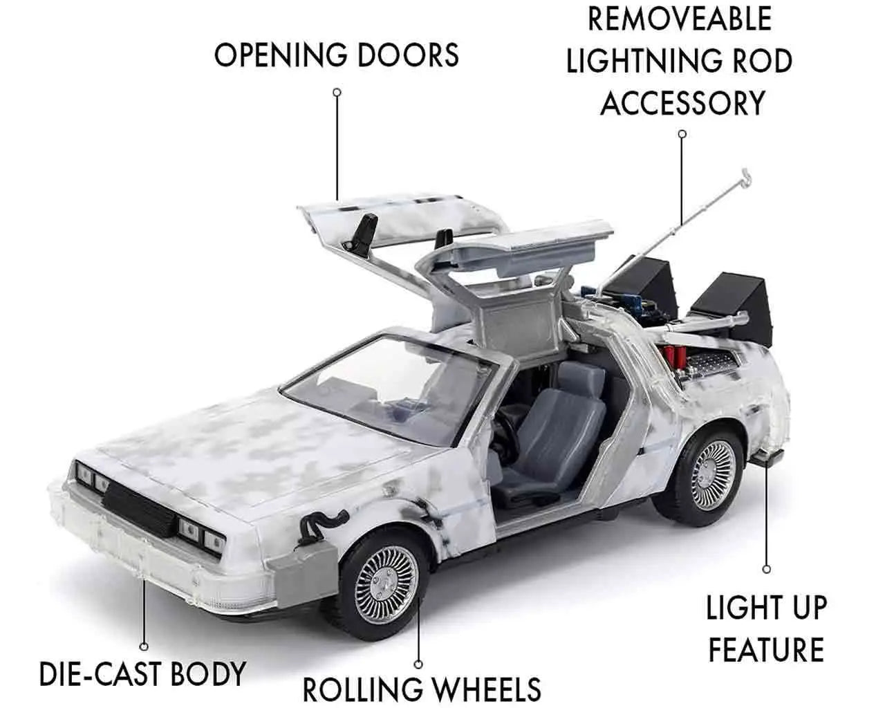 BACK TO THE FUTURE PART I - 1982 DE LOREAN DMC 12 WITH FROST EFFECT - 1:24 DIE-CAST MODEL LIMITED EDITION