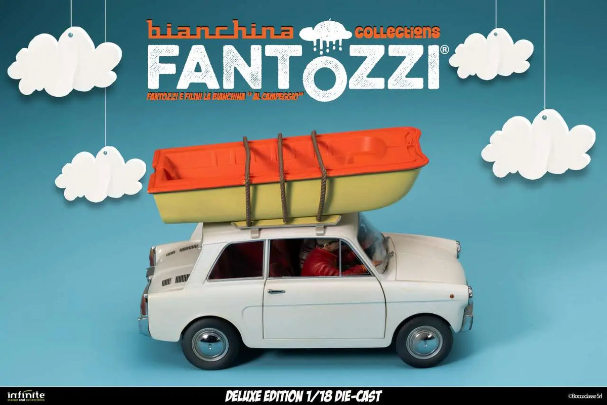 FANTOZZI AND FILINI THE BIANCHINA AT THE CAMPSITE 1/18 DIE-CAST DELUXE EDITION