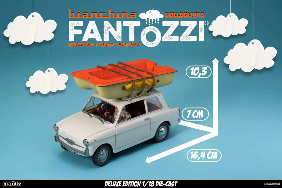 FANTOZZI AND FILINI THE BIANCHINA AT THE CAMPSITE 1/18 DIE-CAST DELUXE EDITION