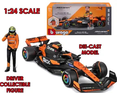 F1 MC LAREN MCL38 WITH NORRIS FIGURE - 1:24 DIE-CAST MODEL