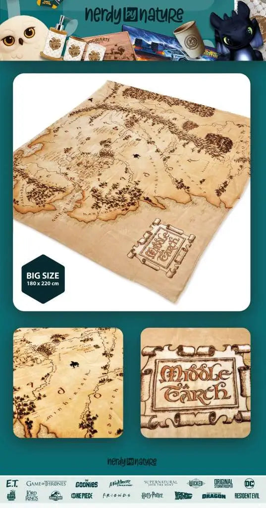 THE LORD OF THE RINGS MIDDLEEARTH MAP COZY BLANKET