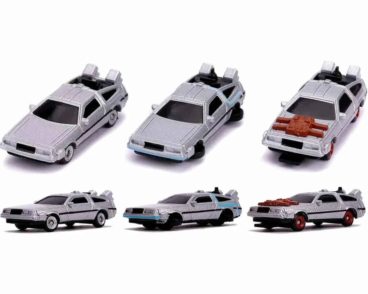 BACK TO THE FUTURE - 1982 DE LOREAN DMC 12 -  3 CARS SET - DIE-CAST NANO MODELS